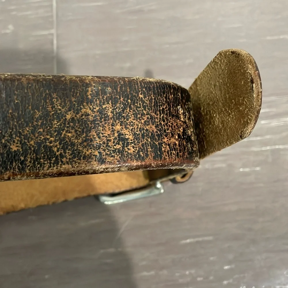 Vintage Men’s Oil-Tanned Top Grain Cowhide distressed leather brown belt size 34